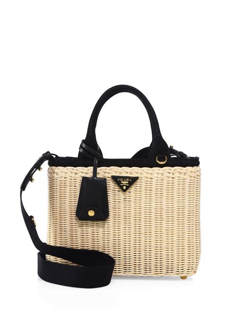 prada wicker and leather mini bag|canvas tote bag Prada.